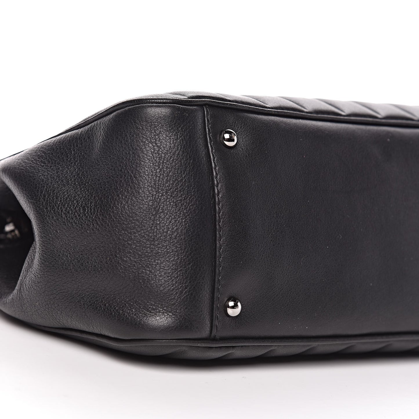 Calfskin Vertical Quilted Lax East West Shoulder Bag Black