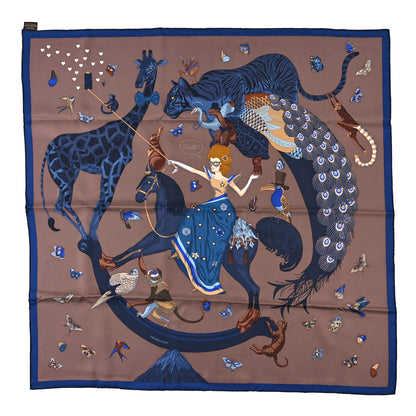 Hermes Silk Hermes Story Scarf 90 Marron Glace Bleu 1 of 5