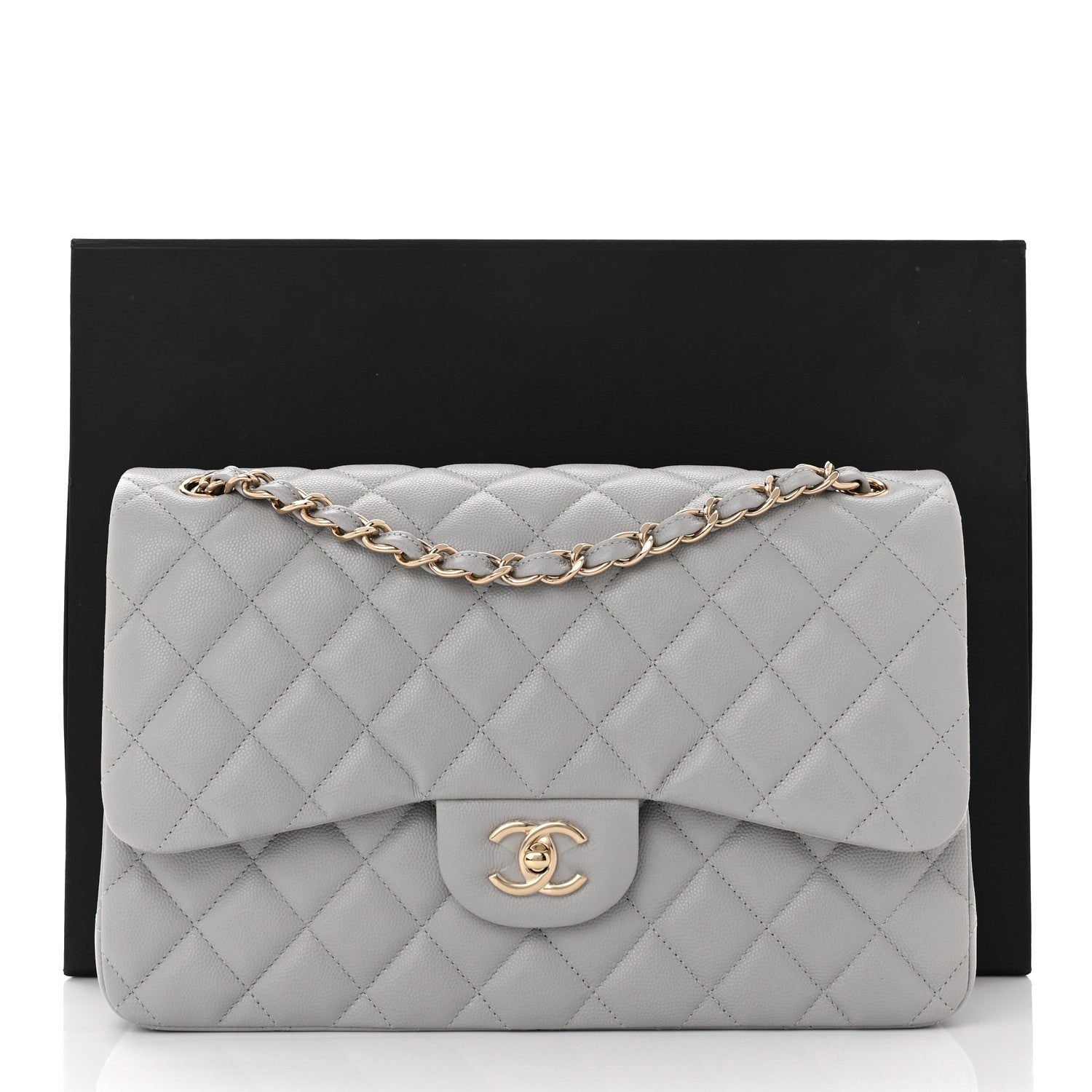 Chanel Caviar Quilted Jumbo Double Flap Grey 11 of 11