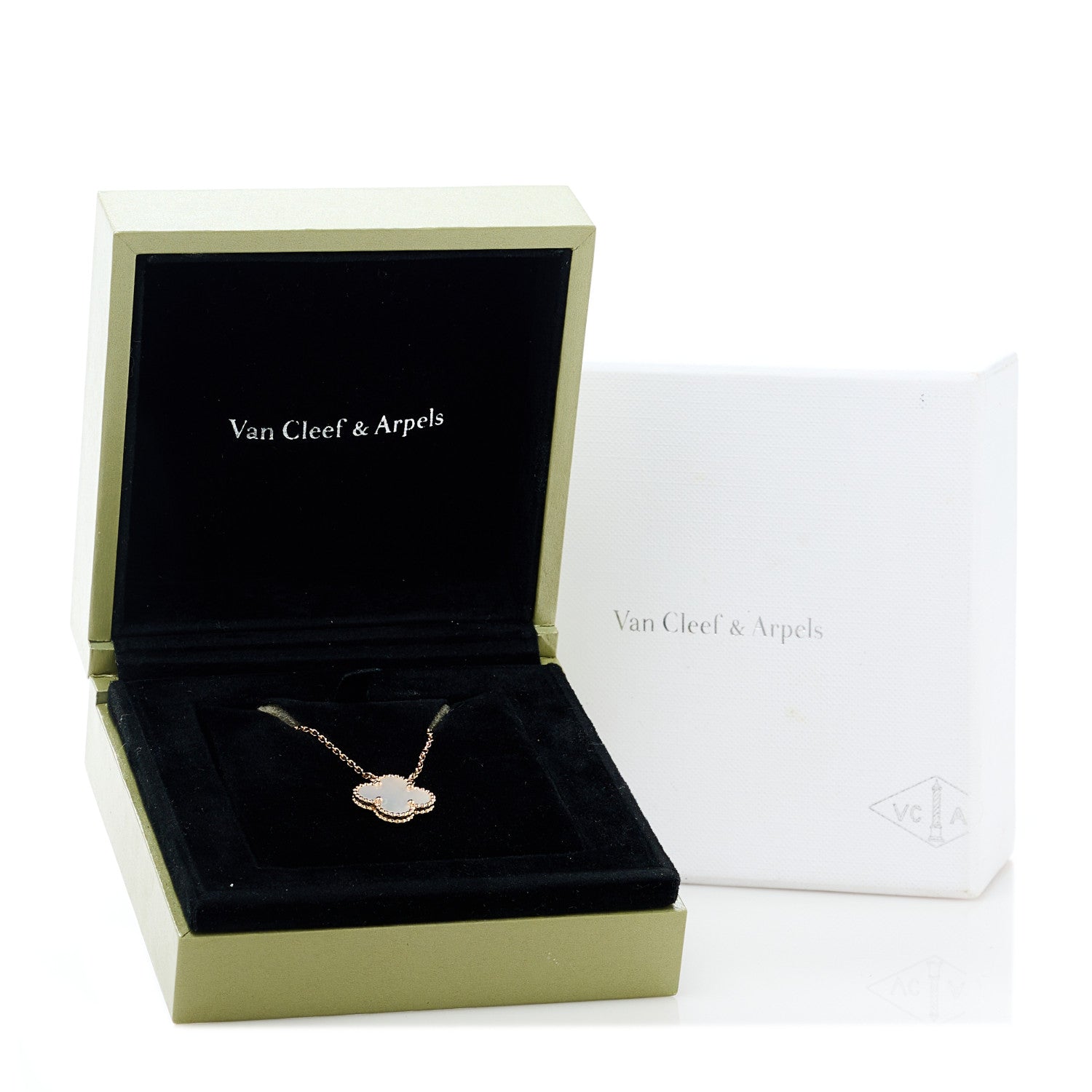 Van Cleef & Arpels 18K Rose Gold Mother of Pearl Vintage Alhambra Pendant Necklace 5 of 5