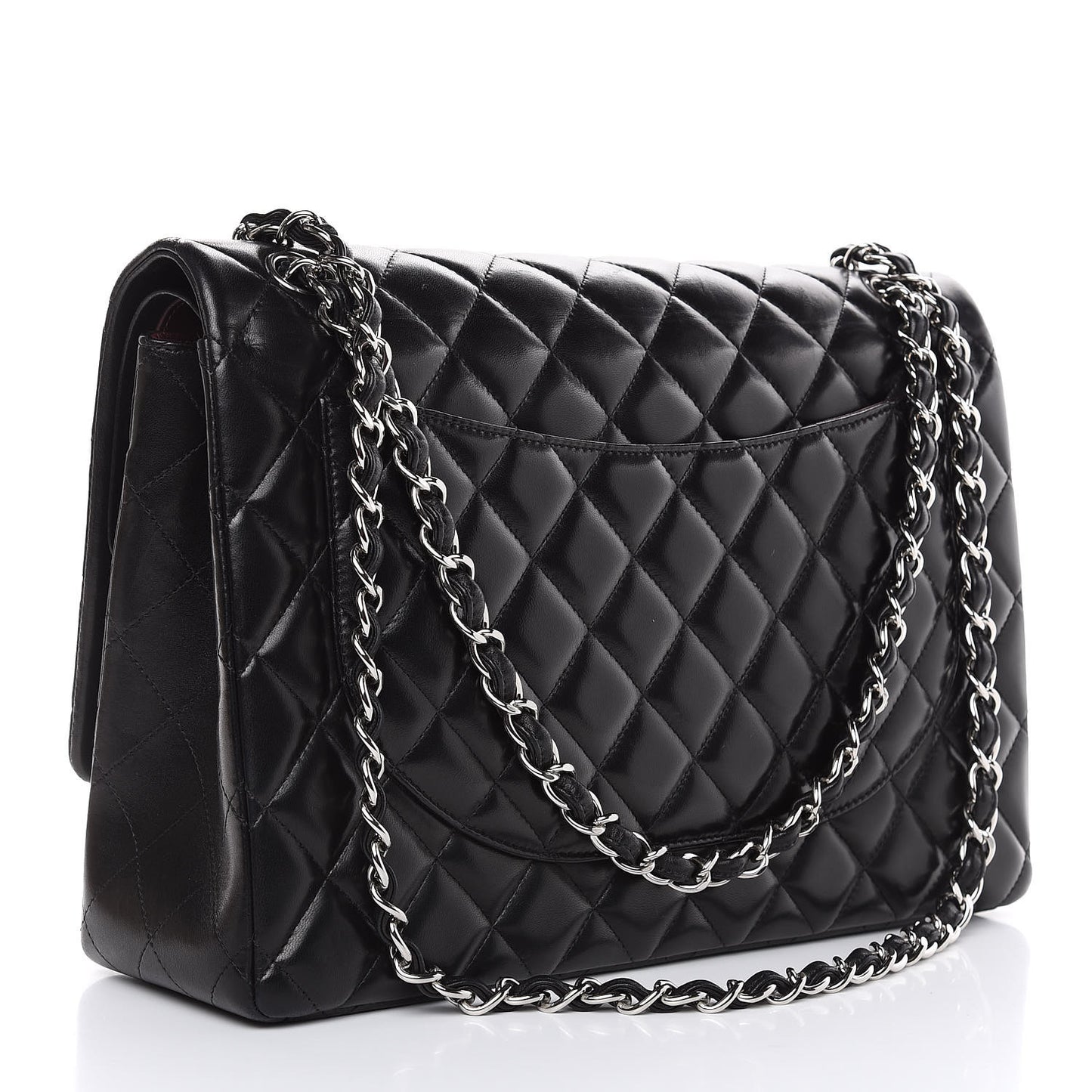 Lambskin Quilted Maxi Double Flap Black