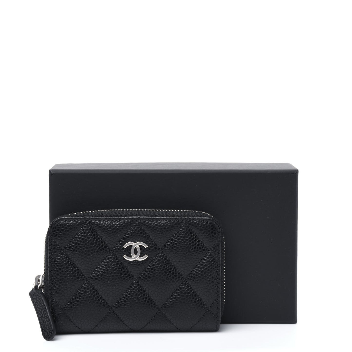 Caviar Quilted Zip Coin Purse Black