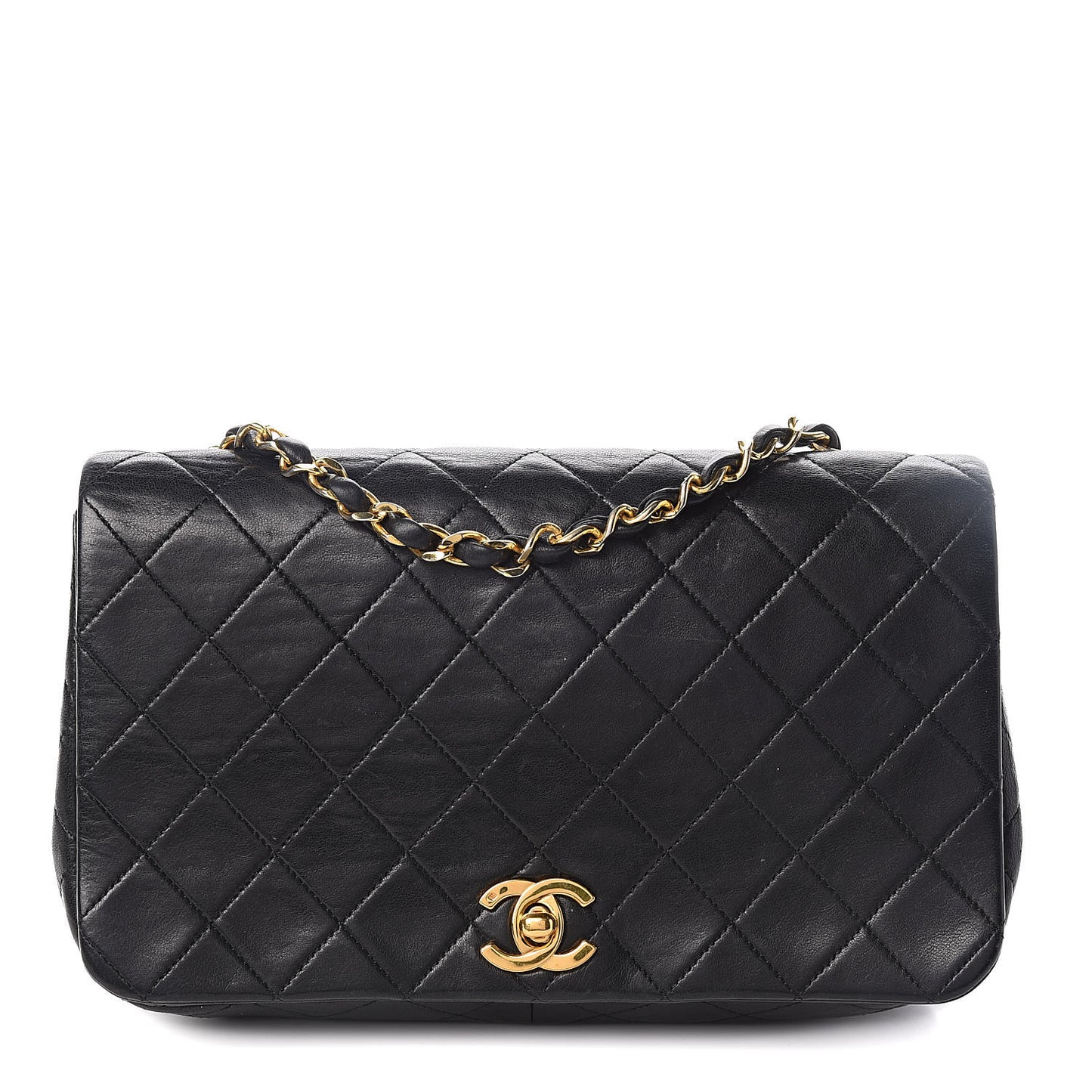 Lambskin Quilted Small Single Flap Black