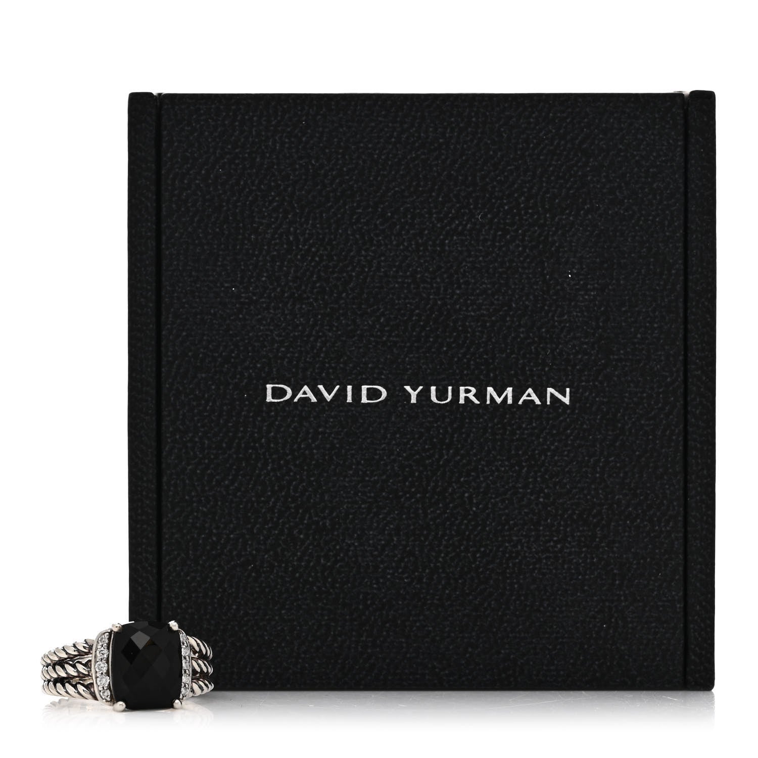 David Yurman Sterling Silver Diamond Black Onyx 10mm Petite Wheaton Ring 50 5.5 6 of 6