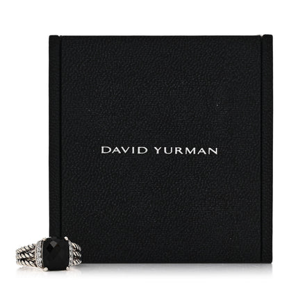David Yurman Sterling Silver Diamond Black Onyx 10mm Petite Wheaton Ring 50 5.5 6 of 6