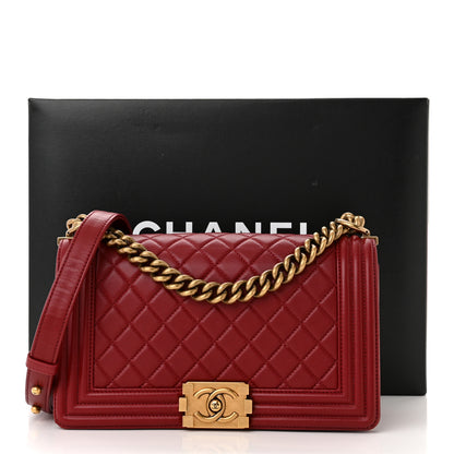 Chanel Lambskin Quilted Medium Boy Flap Dark Red 11 of 11