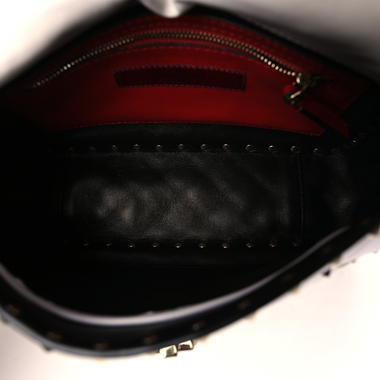 Valentino Garavani Lambskin VLTN Print Medium Rockstud Spike Shoulder Bag Optic White Black 5 of 8