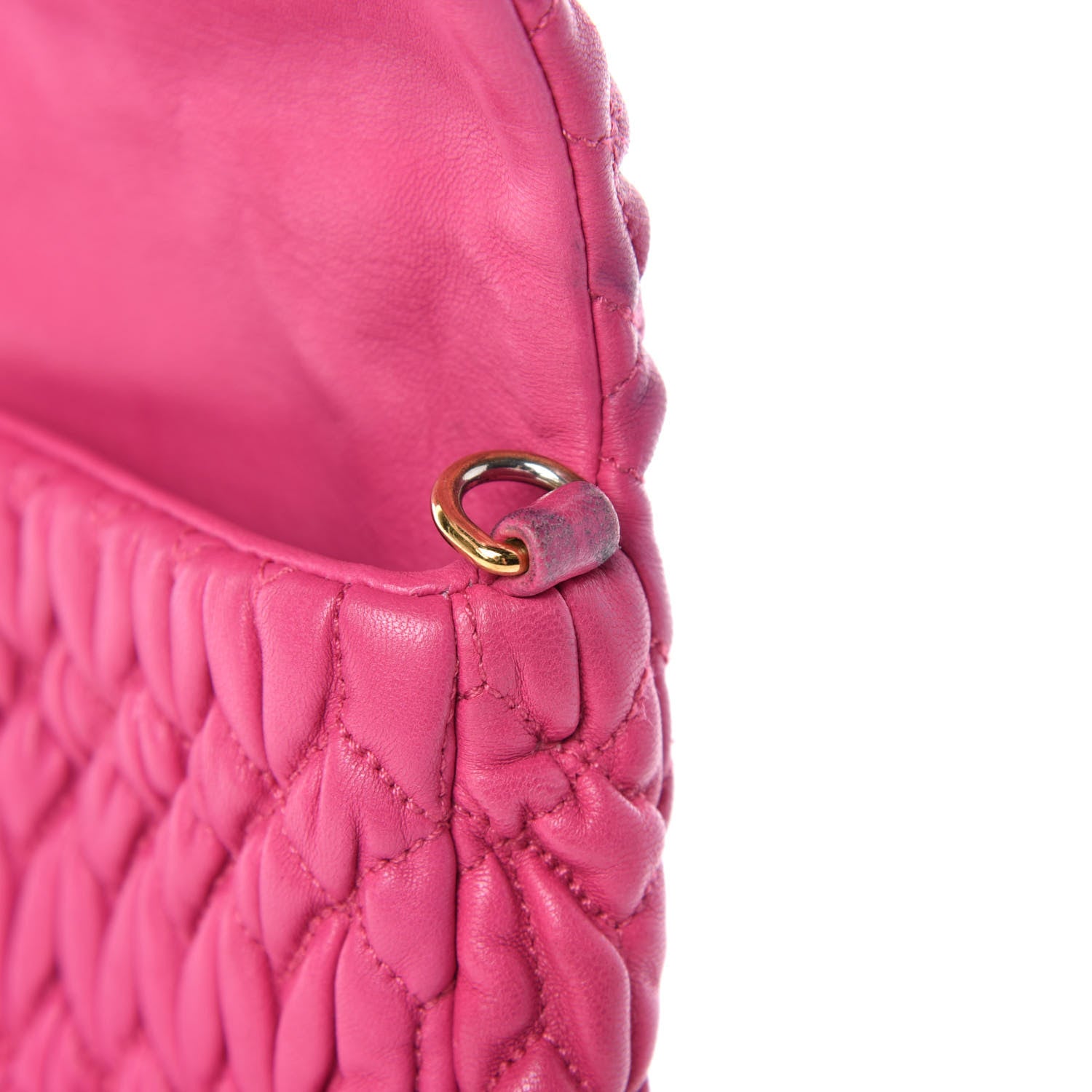 Miu Miu Nappa Matelasse Crystal Flap Clutch Fuxia 12 of 17