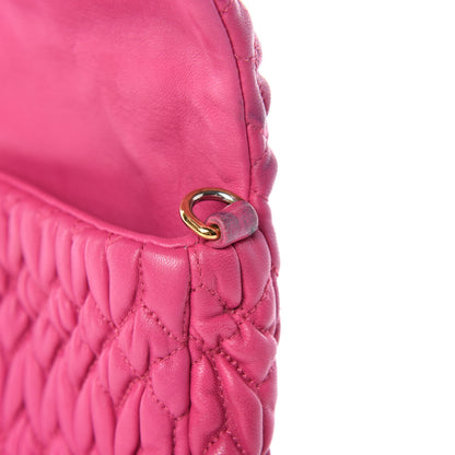 Miu Miu Nappa Matelasse Crystal Flap Clutch Fuxia 12 of 17