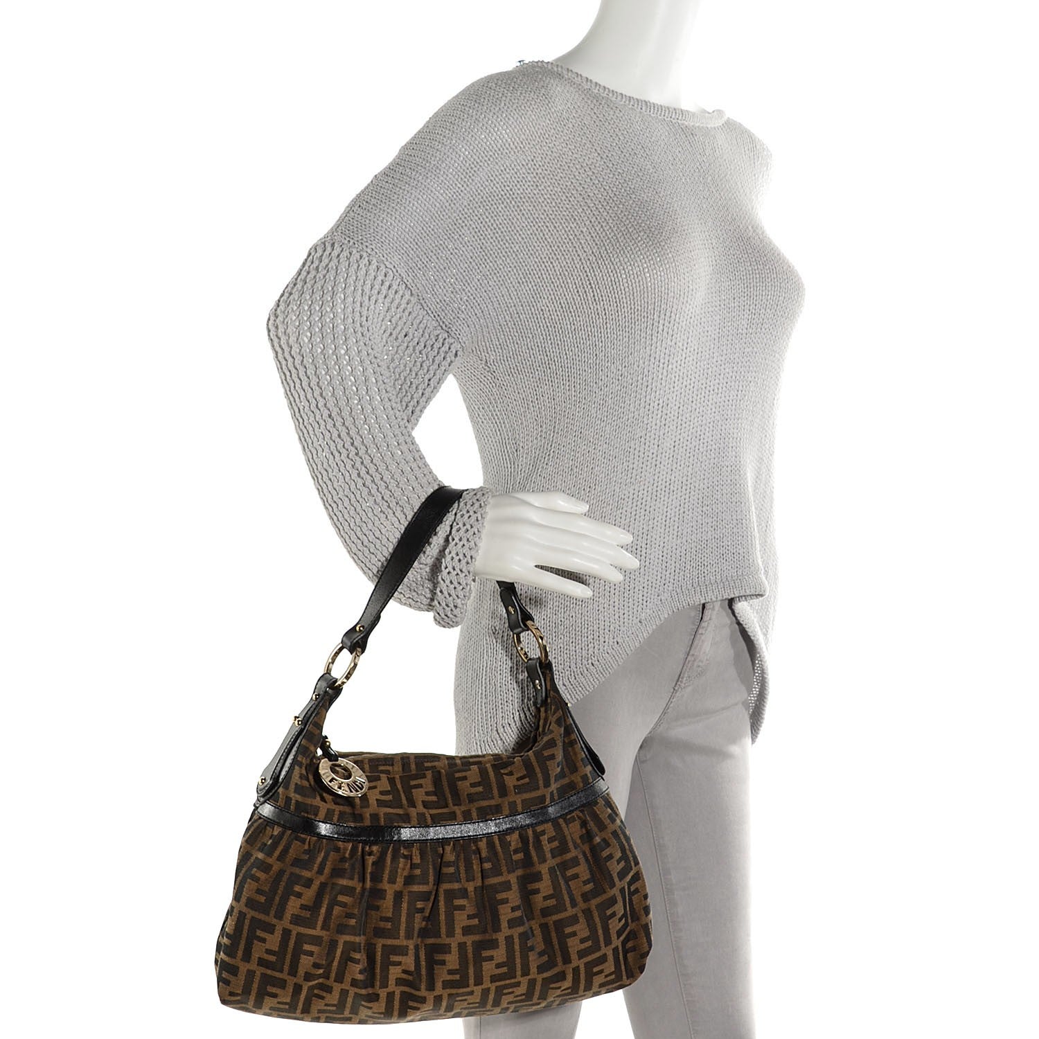 Fendi Zucca Cuoio Lucido Chef Hobo Tobacco Moro 2 of 10
