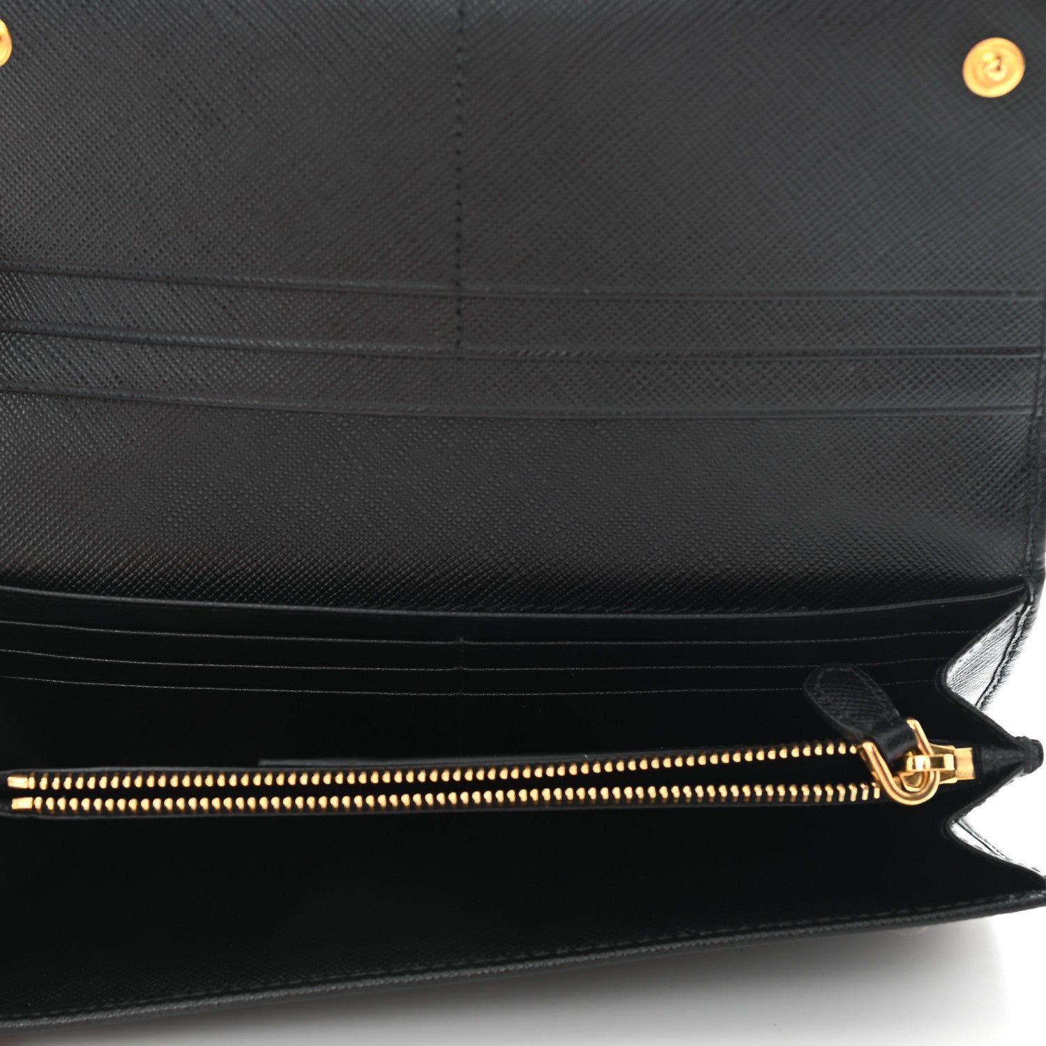 Prada Saffiano Metal Continental Flap Wallet Black 6 of 10