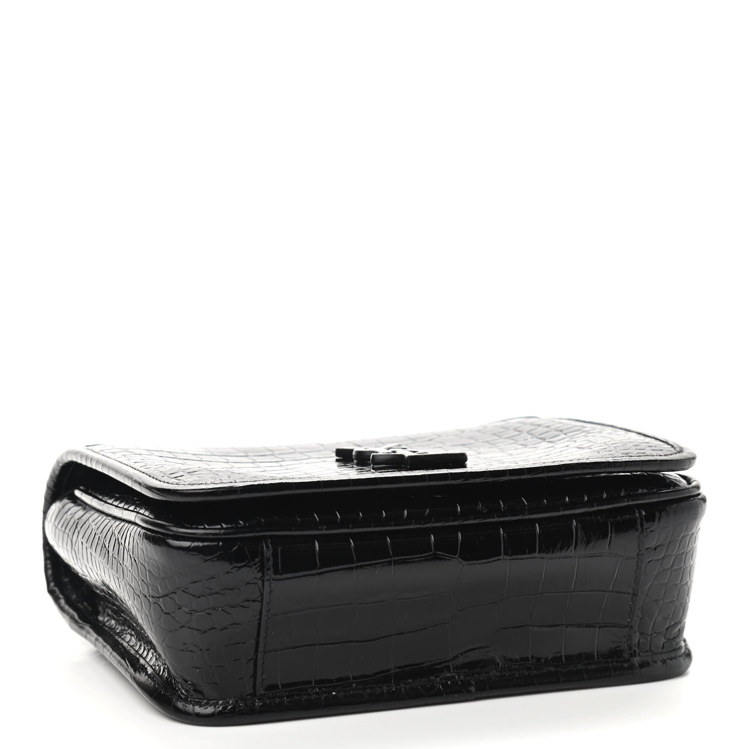 Saint Laurent Crocodile Embossed Lambskin Matelasse Monogram Niki Chain Wallet Black 3 of 8