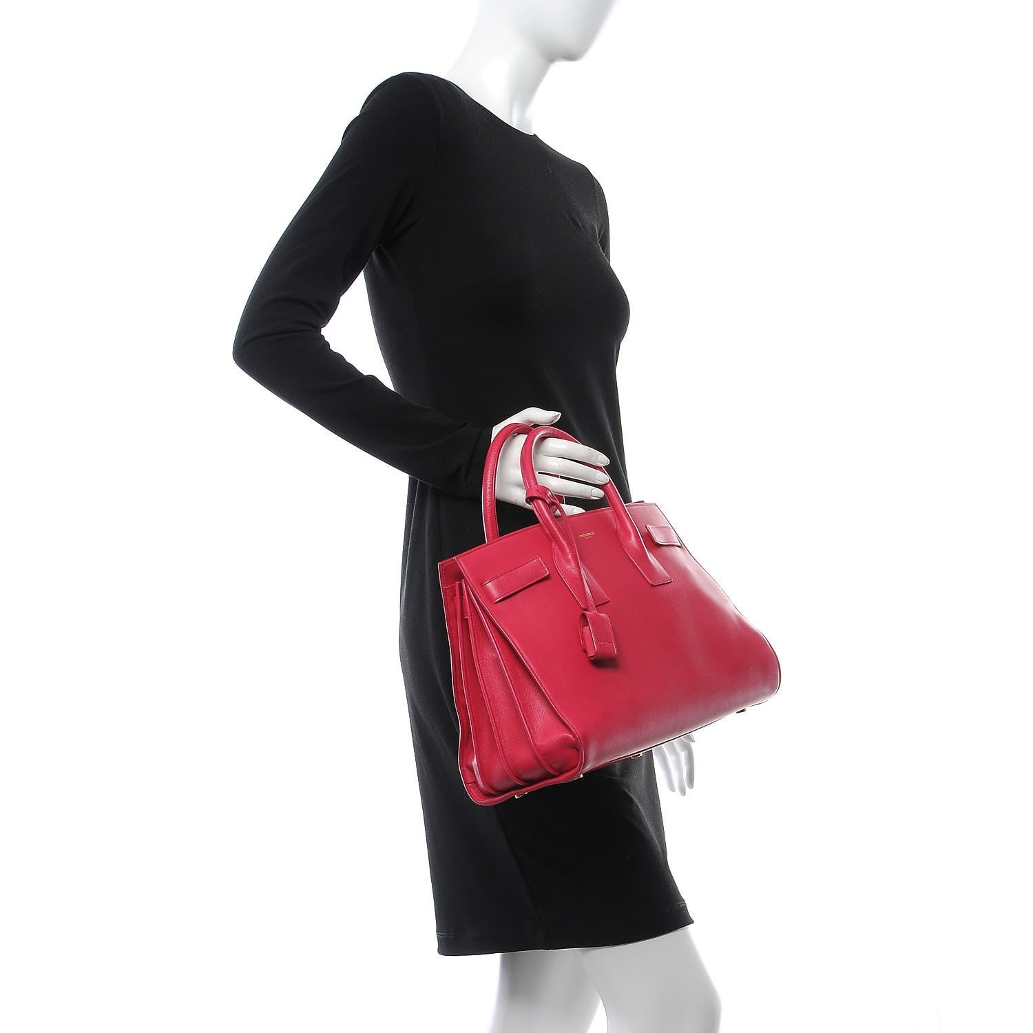 Saint Laurent Calfskin Small Sac De Jour Lipstick Fuchsia 3 of 16