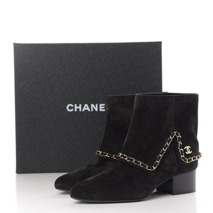 Chanel Suede Calfskin Chain CC Short Boots 38.5 Black 12 of 12