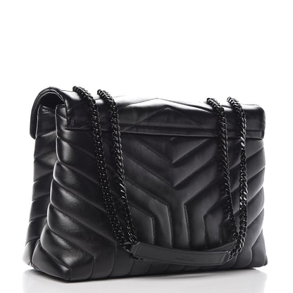 Saint Laurent Calfskin Y Quilted Monogram Medium Loulou Chain Satchel Black 3 of 10