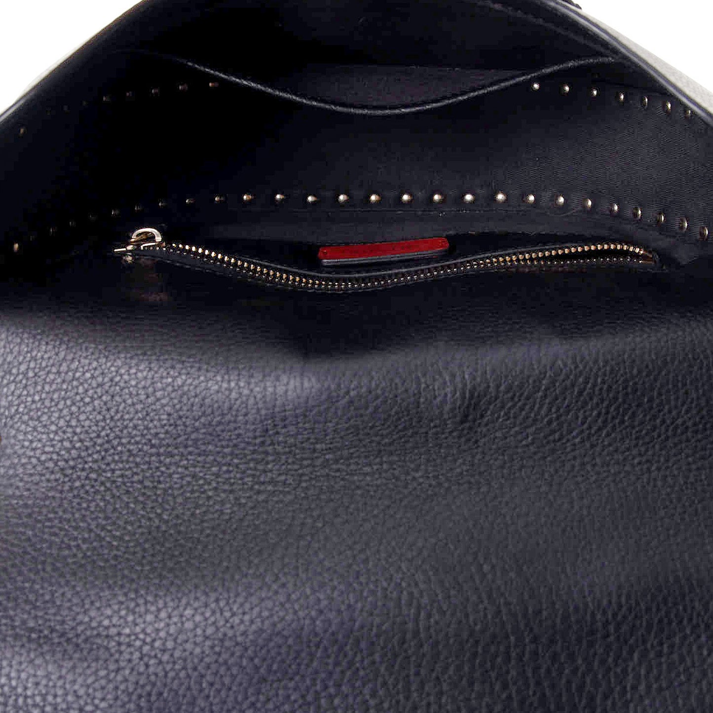 Vitello Large Rockstud Halfmoon Saddle Bag Black