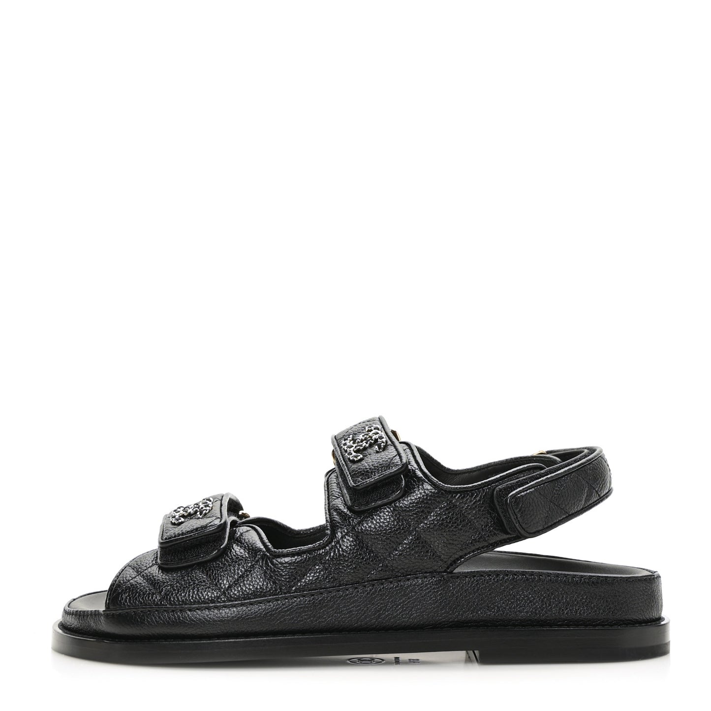 Grained Calfskin Velcro Dad Sandals 36.5 Black