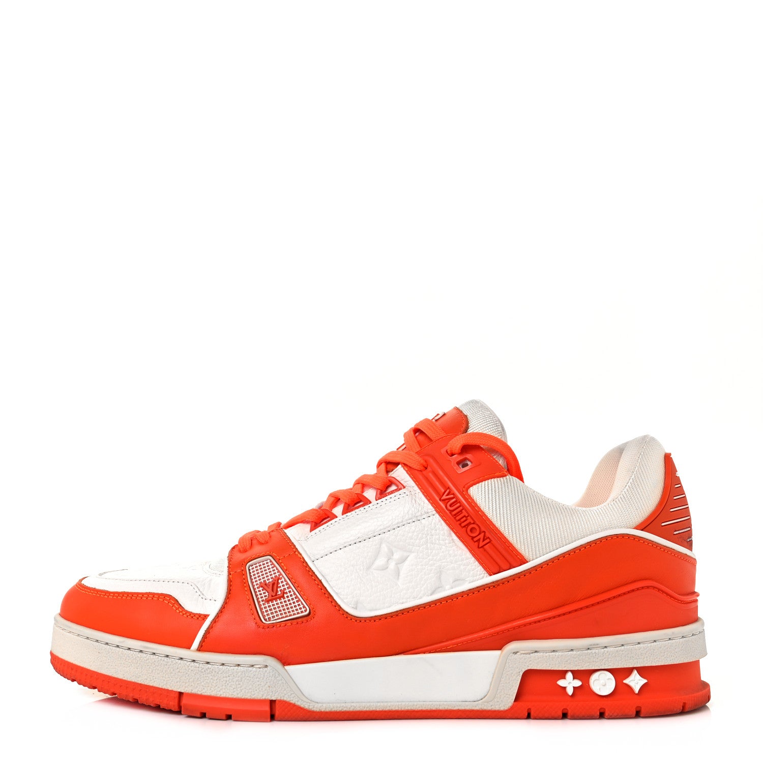 Louis Vuitton Calfskin Embossed Monogram Mens LV Trainer Sneakers 10.5 Orange 1 of 10