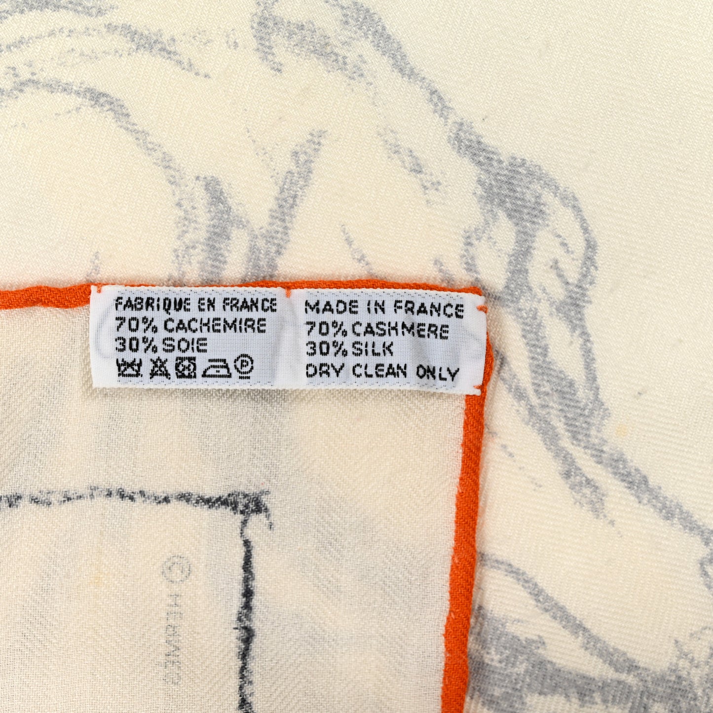 Cashmere Silk Pirouette au Galop Shawl 140 Blanc Black Gris