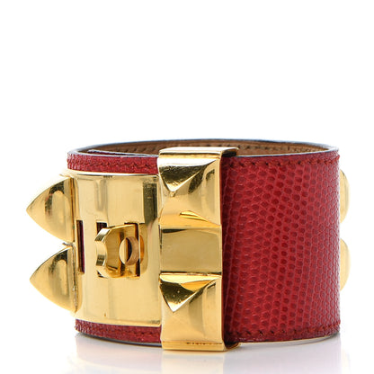 Hermes Lizard Collier De Chien CDC Bracelet S Rouge Vif 3 of 4