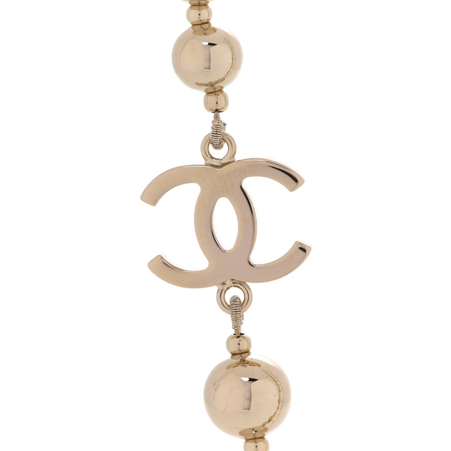 Metal Bead CC Necklace Gold