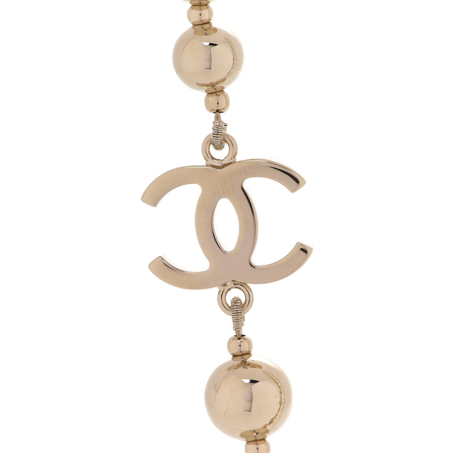 Chanel Metal Bead CC Necklace Gold 4 of 6