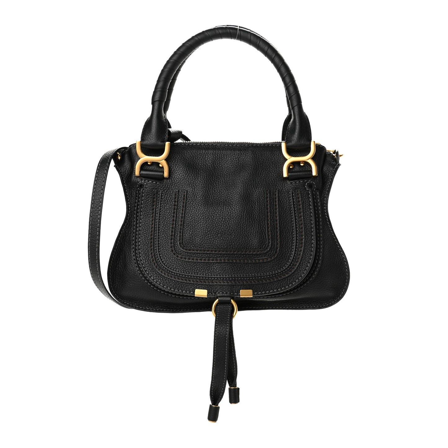 Calfskin Small Marcie Satchel Black