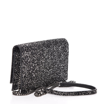 Saint Laurent Metallic Glitter Classic Monogram Kate Tassel Chain Wallet Gun Metal Black 3 of 8