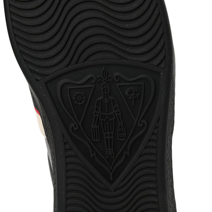 Gucci Calfskin Stripe Mens New Ace Sneakers 10 Black Ecru Red Flame 6 of 9