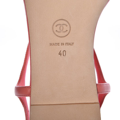 Chanel Lambskin Chain CC Logo Thong Sandals 40 Pink 6 of 8