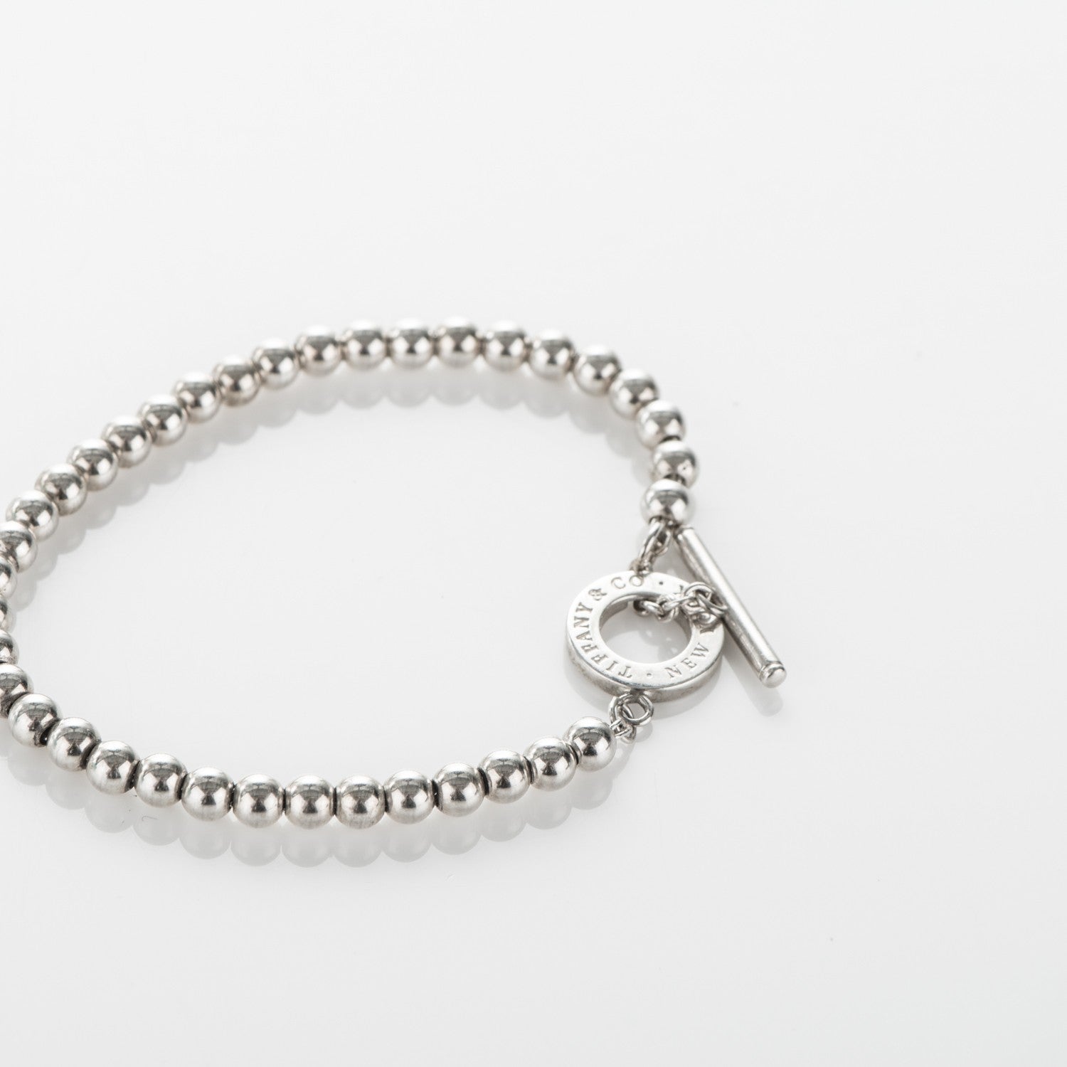 Tiffany Sterling Silver 4mm Beads Toggle Bracelet 3 of 6