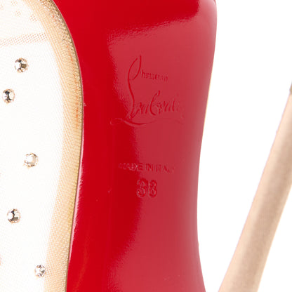 Christian Louboutin Suede Lame Crystal Strass Follies 100 Pumps 38 Light Silk 6 of 8
