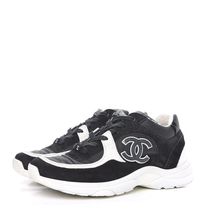 Chanel Lycra Womens CC Sneakers 38.5 Black 3 of 13