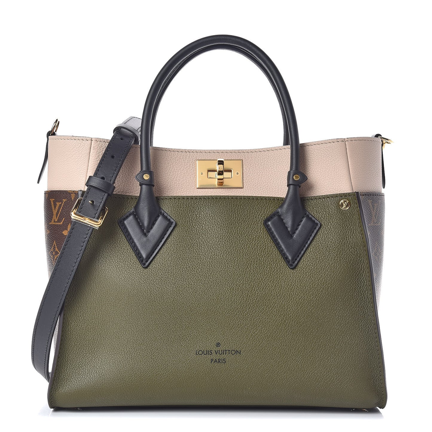 Calfskin Monogram On My Side MM Laurier Green Toffee Latte Beige