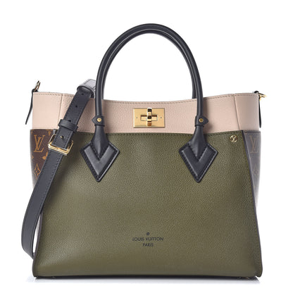 Louis Vuitton Calfskin Monogram On My Side MM Laurier Green Toffee Latte Beige 1 of 10