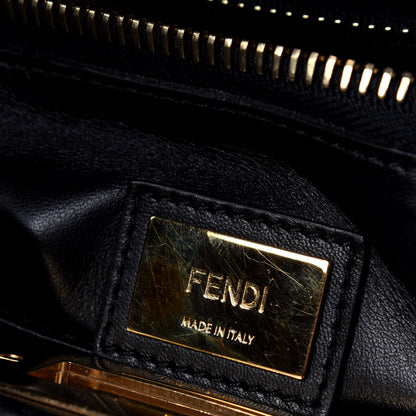 Fendi Vitello Morgan Shiny Nappa Medium Peekaboo Iconic Satchel Black 7 of 13