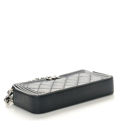Chanel Lambskin Quilted Small Boy Clutch With Chain Black 4 of 10