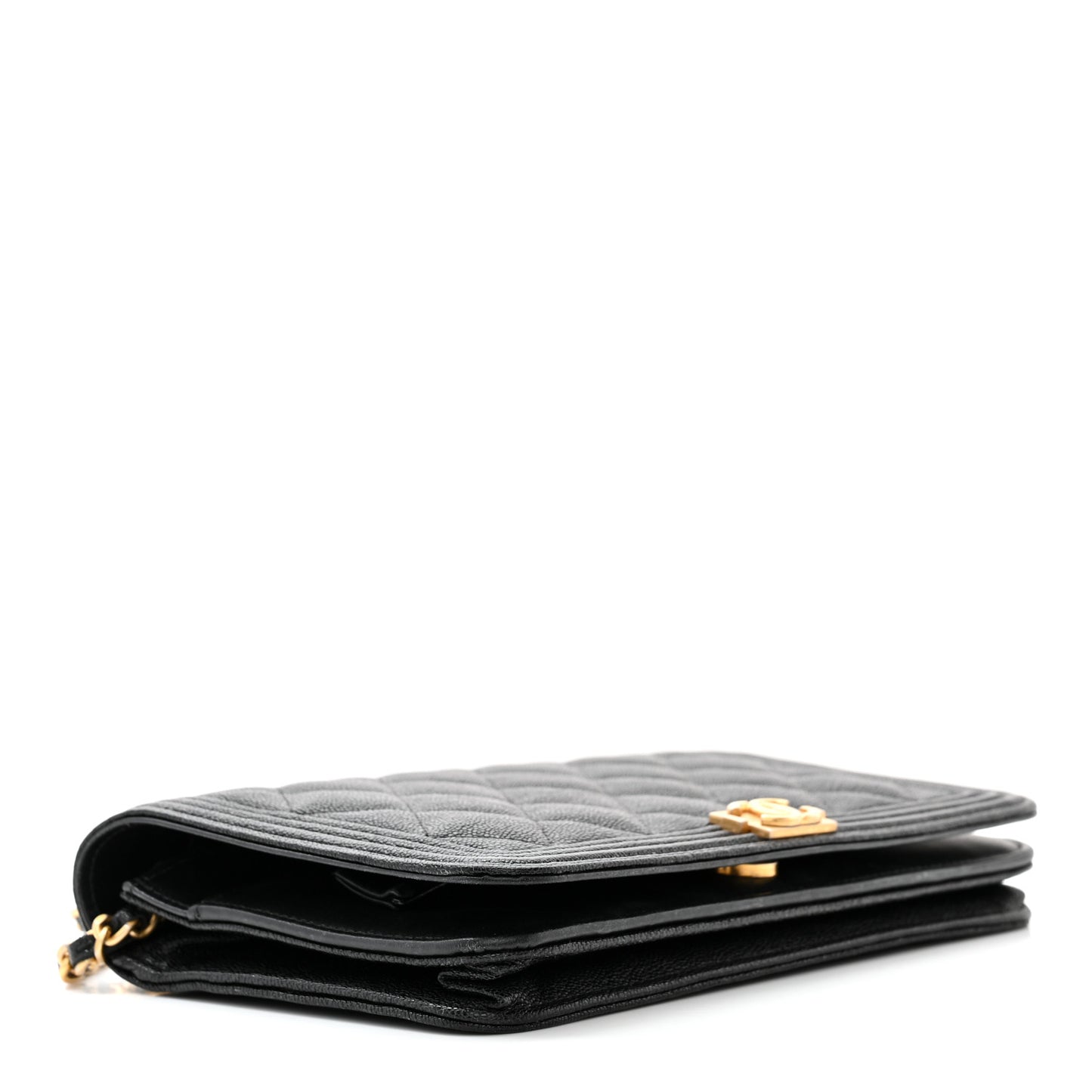 Caviar Quilted Boy Wallet On Chain WOC Black