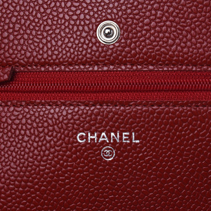 Chanel Caviar Quilted Wallet on Chain WOC Red 6 of 8
