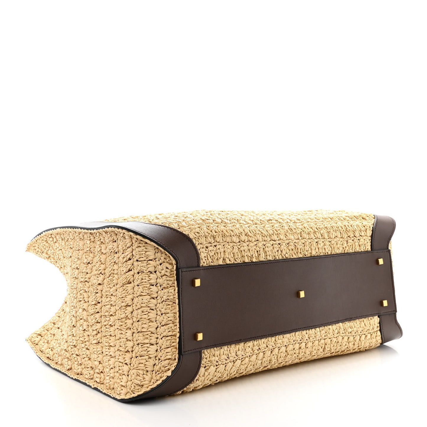 Raffia Calfskin Vlogo Tote Naturale Fondant