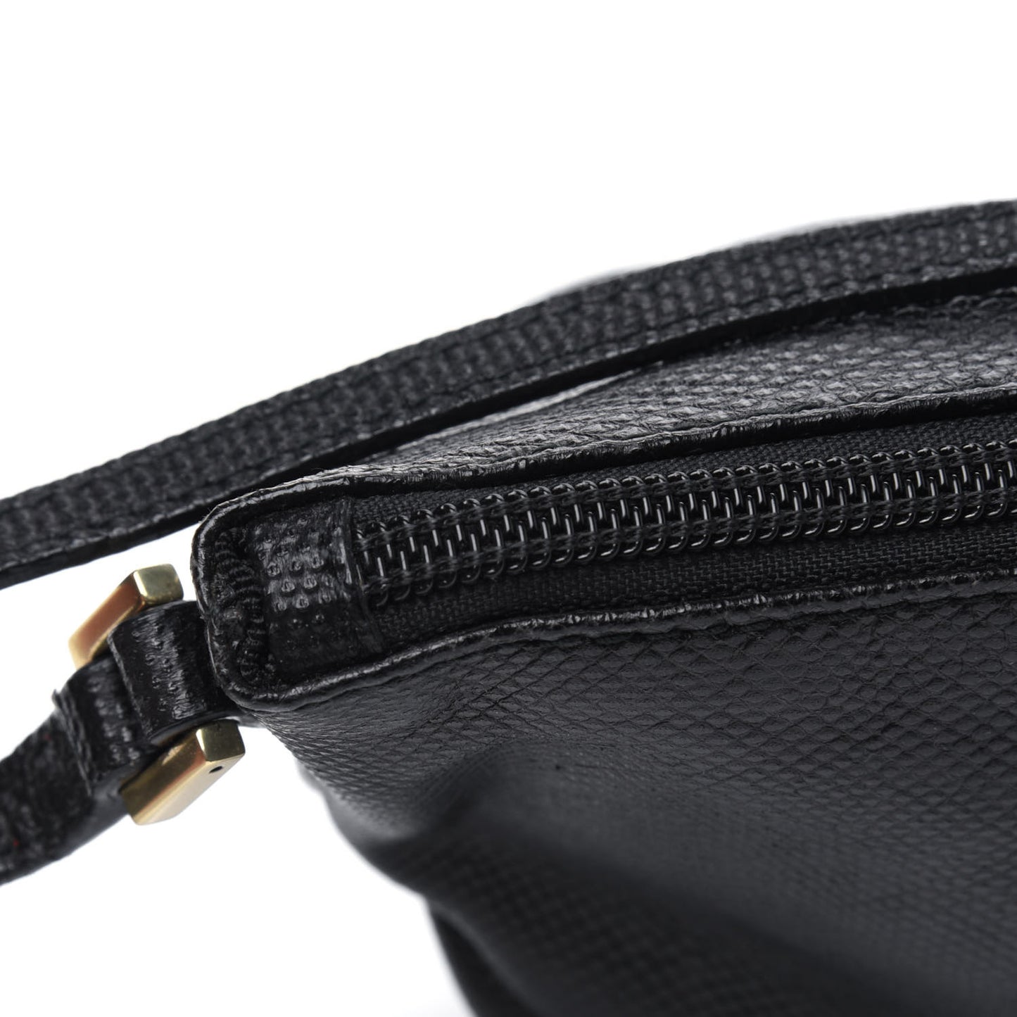 Calfskin Lizard Embossed Boat Pochette Black