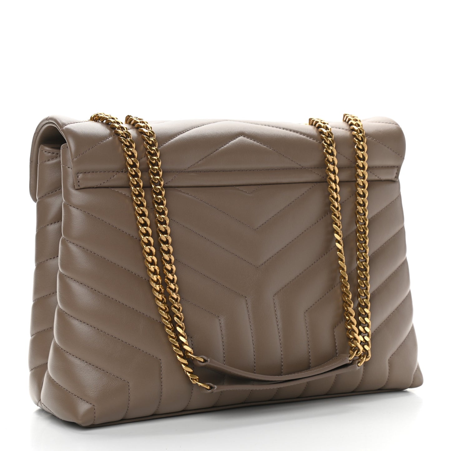 Calfskin Y Quilted Monogram Medium Loulou Chain Satchel Dark Latte
