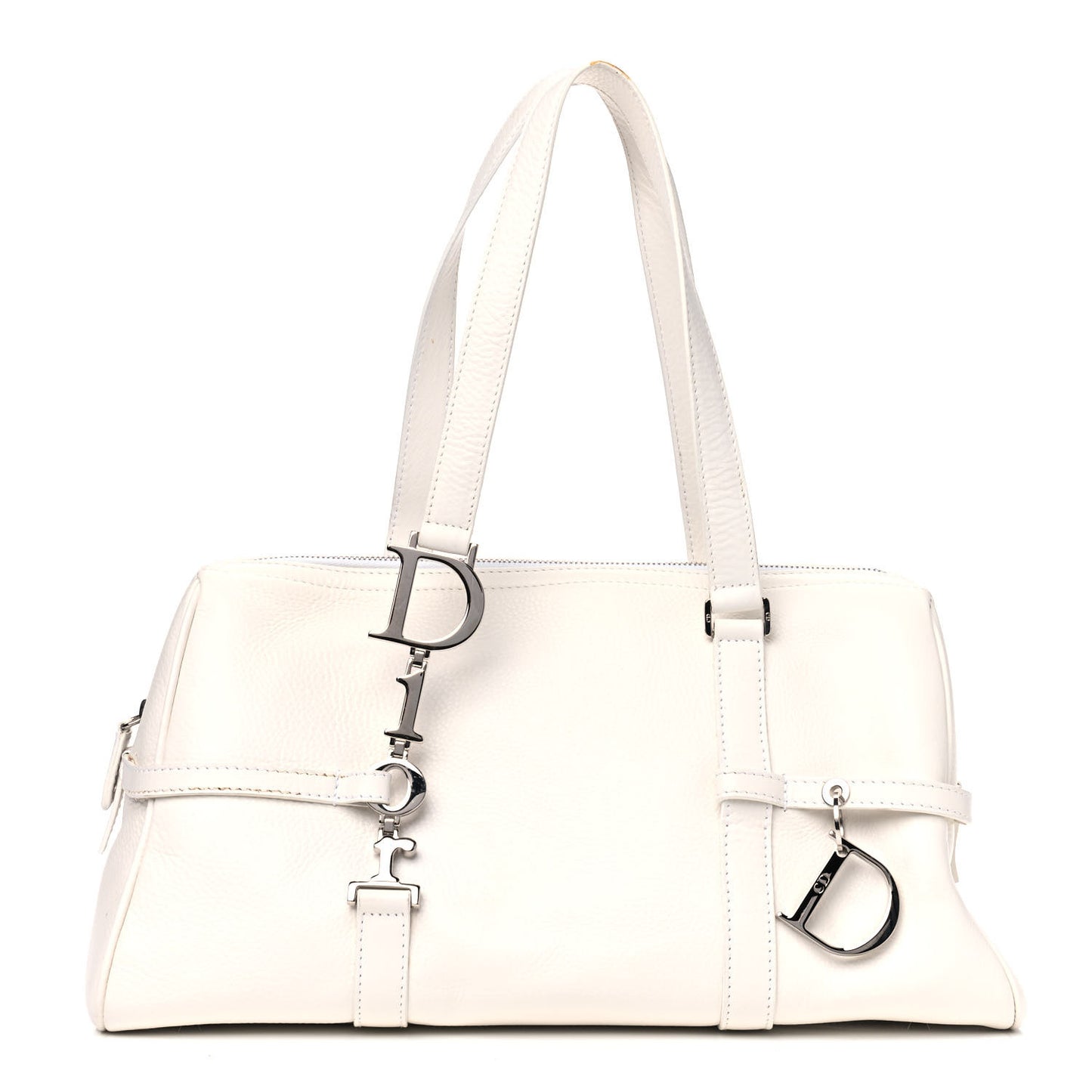 Calfskin Logo Charms Boston White