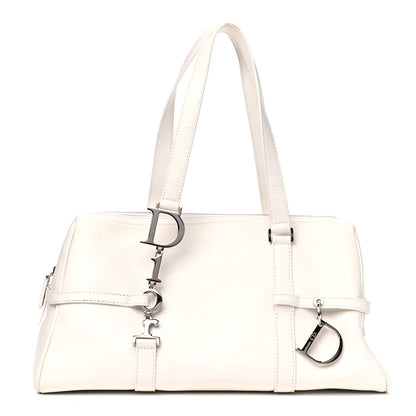 Christian Dior Calfskin Logo Charms Boston White 1 of 15