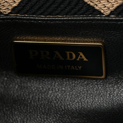 Prada Jacquard Triangolo Symbole Embroidered Small Shoulder Bag Black Corda 8 of 12
