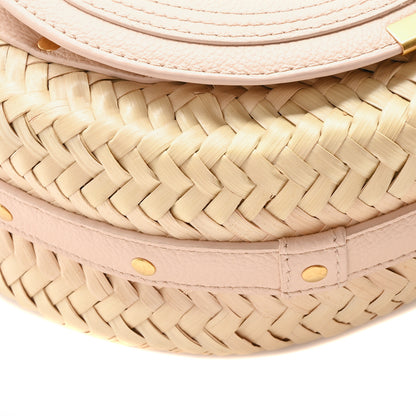 Chloe Raffia Small Grain Calfskin Small Marcie Basket Crossbody Blush Nude 8 of 9