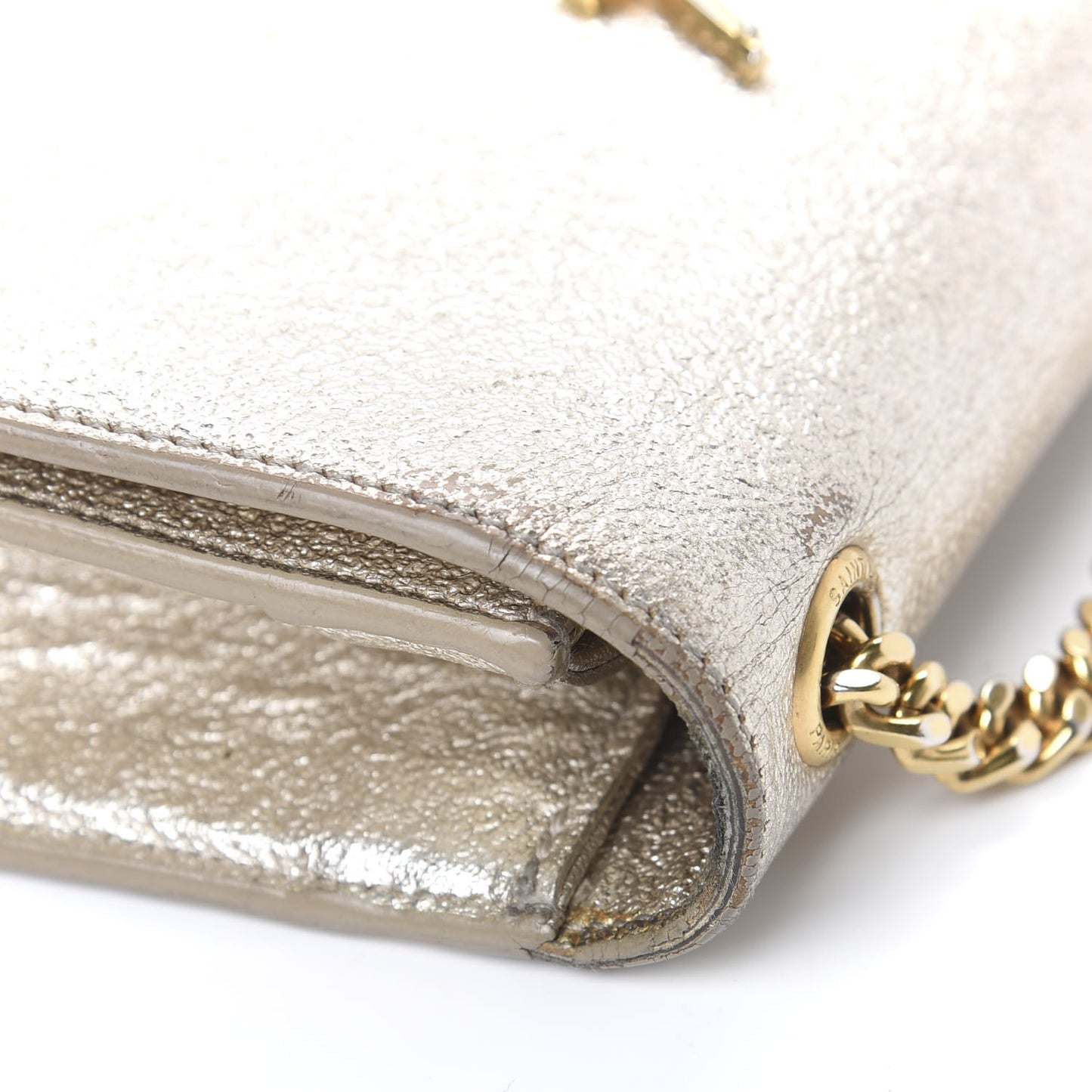 Metallic Calfskin Small Classic Monogram Kate Satchel Pale Gold