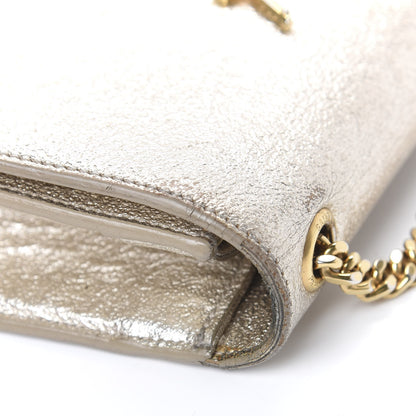 Saint Laurent Metallic Calfskin Small Classic Monogram Kate Satchel Pale Gold 13 of 13