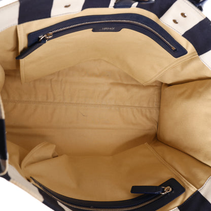 Versace Canvas Striped La Medusa Tote Bag  Navy Blue White 4 of 9