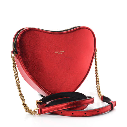 Saint Laurent Metallic Calfskin Heart Monogram Crossbody Black Rouge 3 of 8